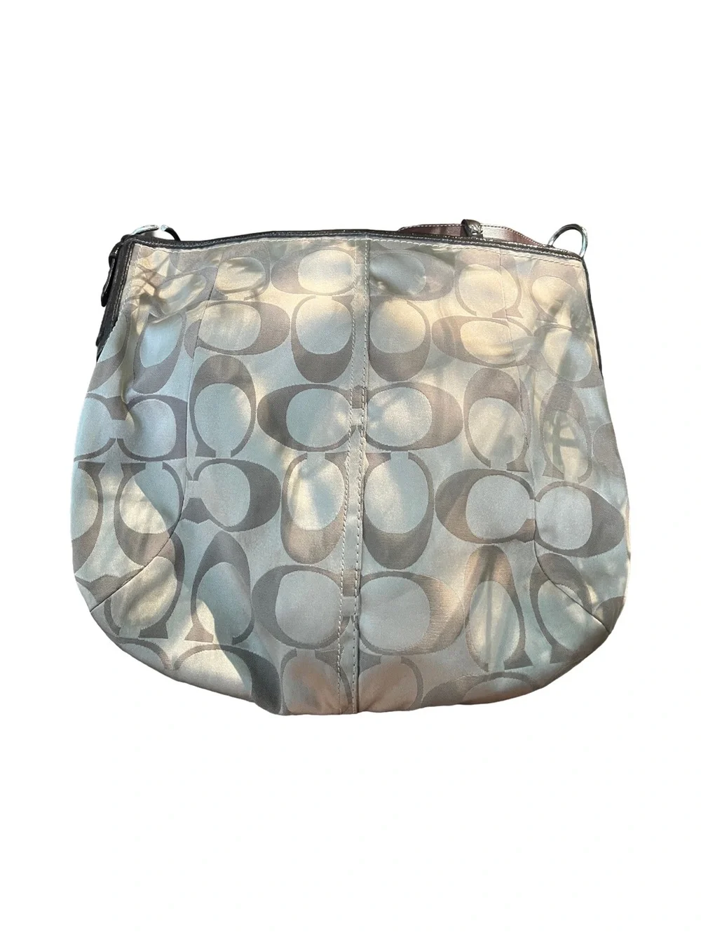 Coach Khaki and Brown Signature Jacquard Hobo